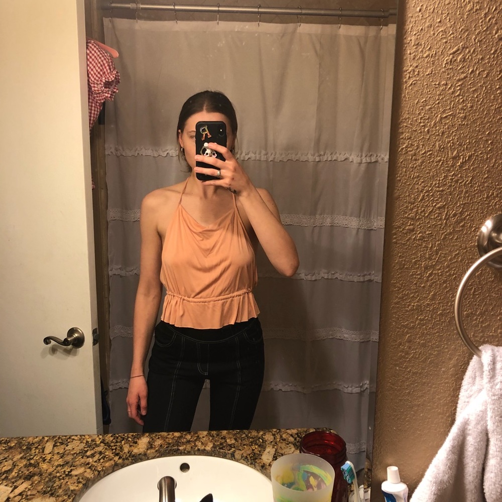 Cowl neck halter top